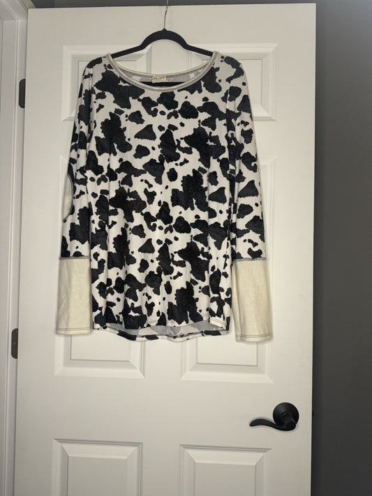 Lovely Melody Sweater Xl Cream Charcoal Animal Print 