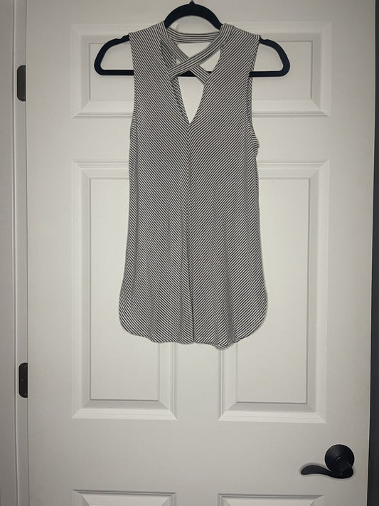 Soprano sleeveless blouse small black white stripe with cut outs 
