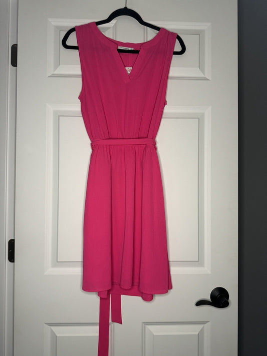 Staccato Sleeveless Dress W Belt Large Hot Pink Nwt 
