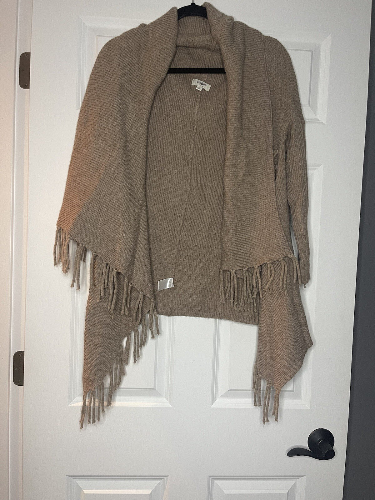umgee cardigan small brown with fringe bottom