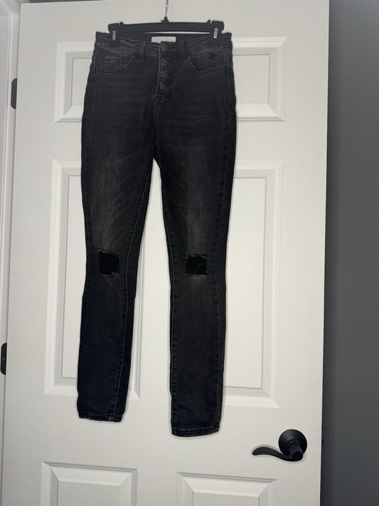 Vervet Distressed Skinny Jeans Black Acid Wash Style V2049SHA Size 25