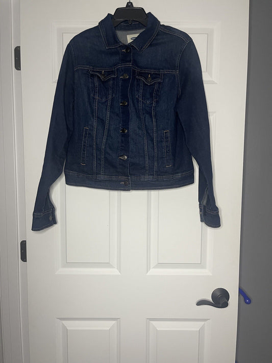 Old Navy jean jacket size large dark blue 