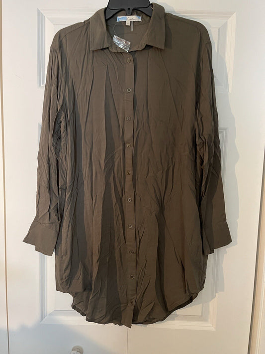 Cecico long sleeve button up dress small nwot