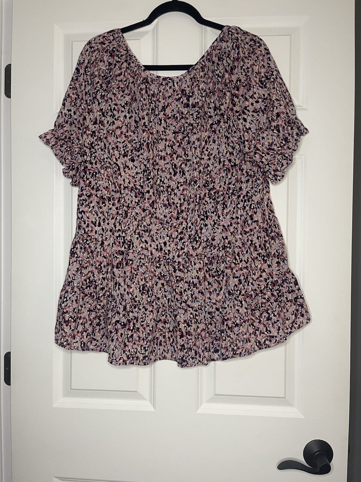 Beach Lounge Short Sleeve Blouse Xl Pink Black Beach Blue Print 