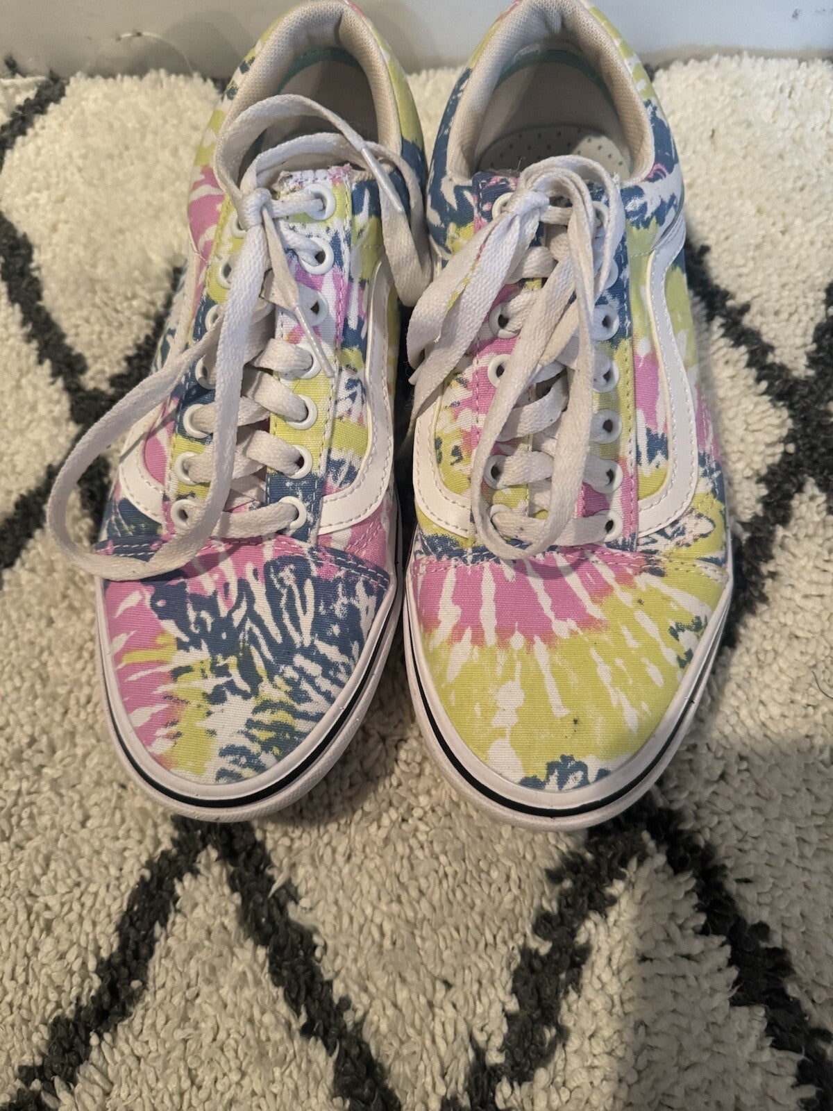 Vans Sneakers Women’s Size 8 Pink Blue White Lime Tie Dye 