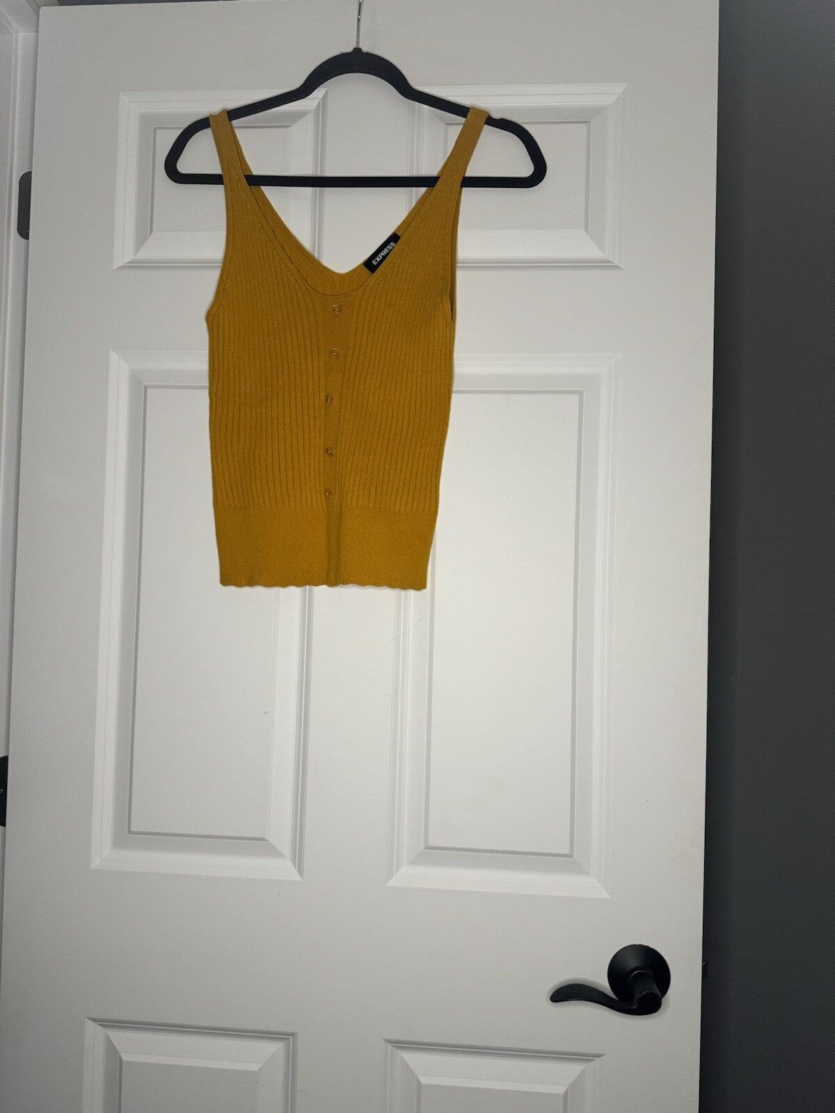 Express Small Sleeveless Blouse Ribbed Mustard Small 