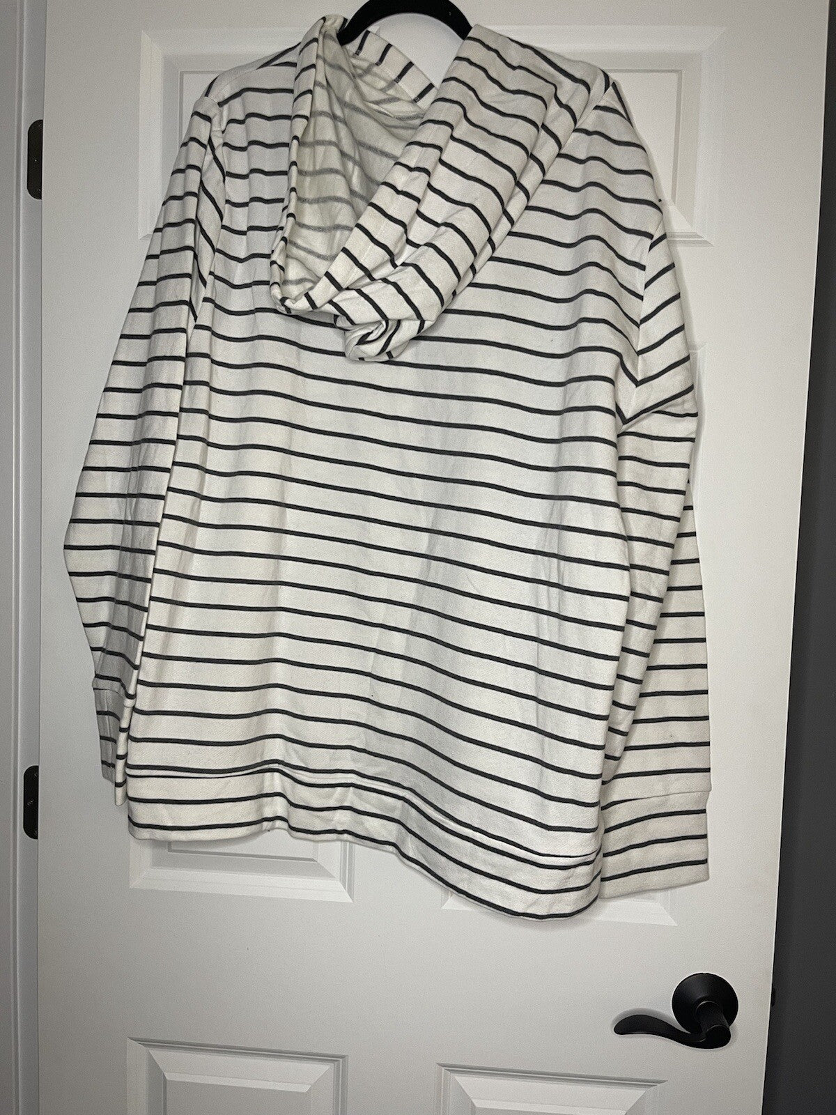 Motherhood maternity nursing sweatshirt hooded 3xl gray white stripe nwt