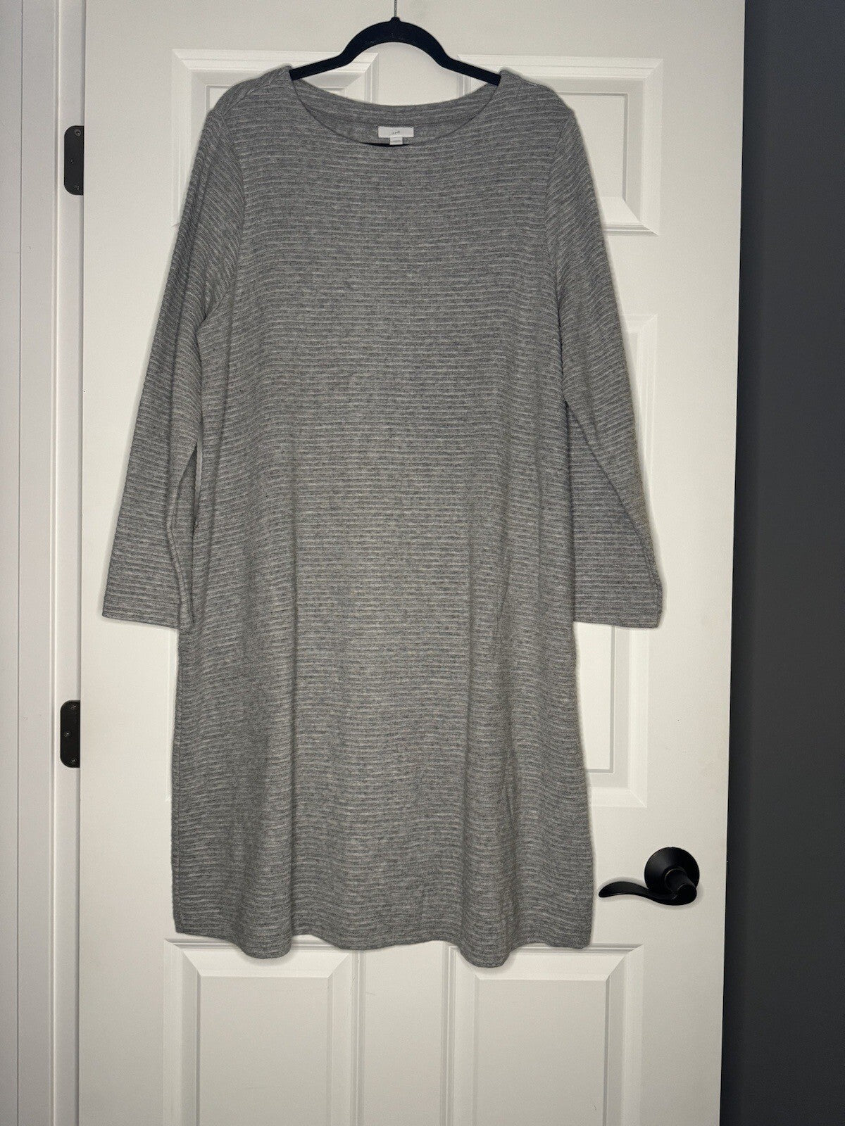 J Jill Sweater Dress Xl Ribbed Gray W Pockets 