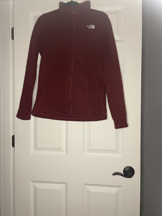 North Face Zip Up Sweatshirt Large Red Black Heathered 
