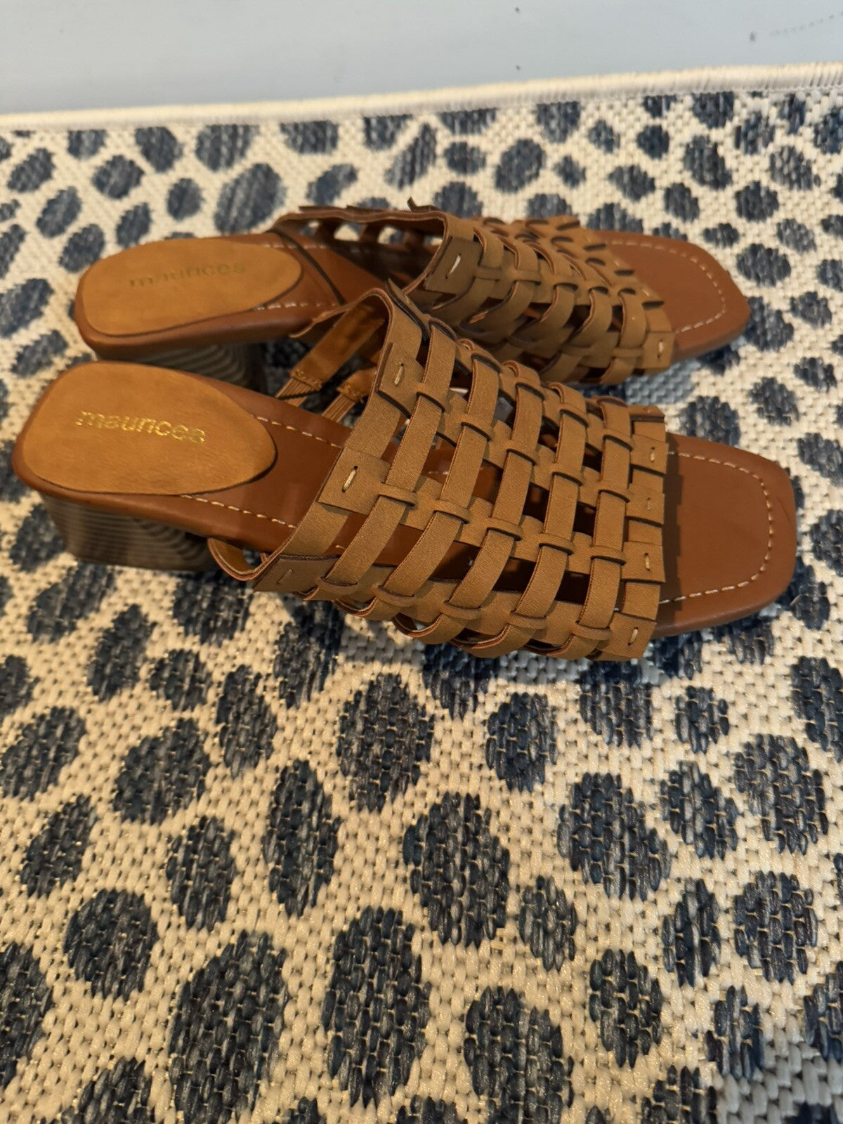 Maurice’s Peyton Slip On Sandals W Heel Brown 8 Brand New 