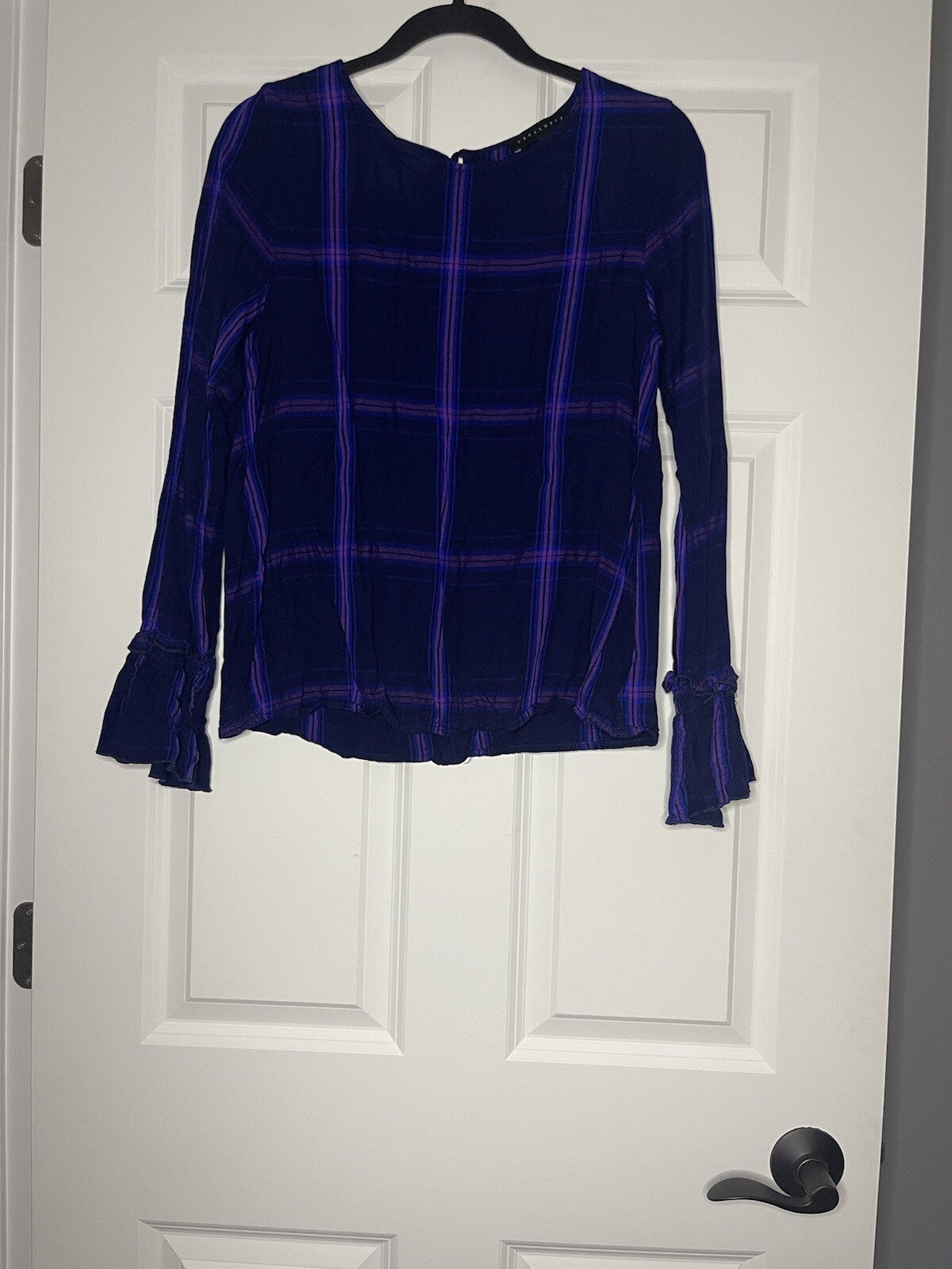 Sanctuary long sleeve blouse small blue purple striped