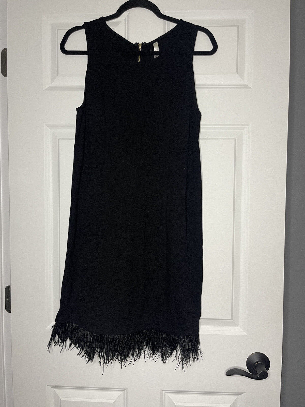 Kensie sleeveless dress medium frayed decor at bottom black 