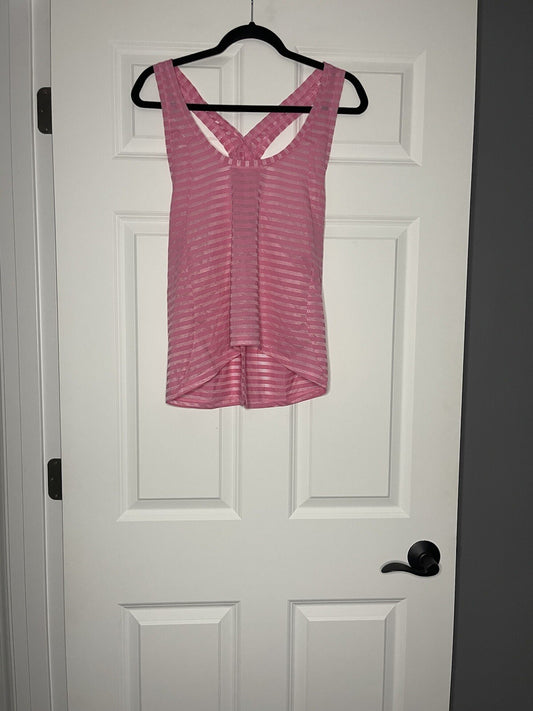 Zyia split back tie tank large pink 