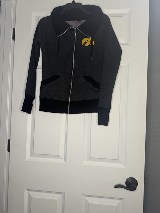 Colosseum Iowa Hawkeyes Zip Up Small Charcoal Heathered Black And Gold 