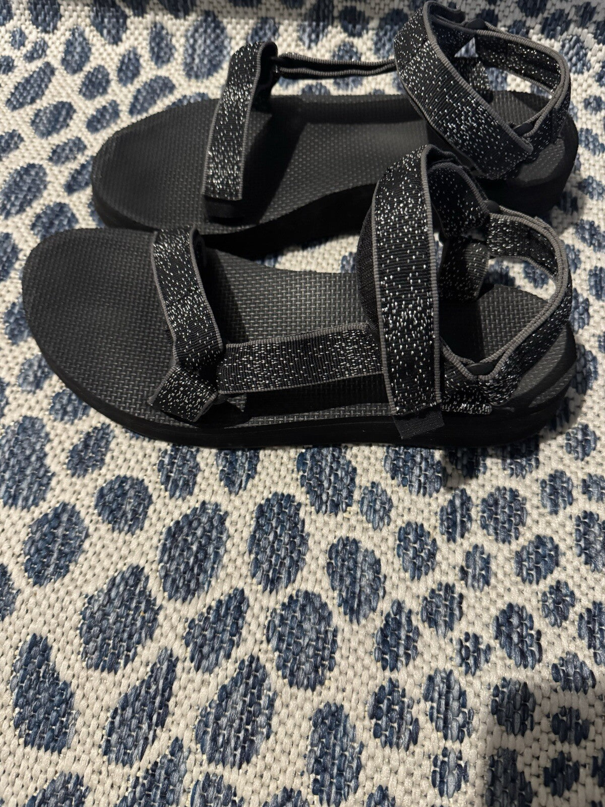 Teva Strappy Black And Silver Sparkle Sandals Size 10