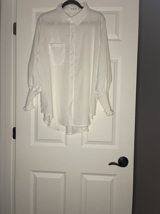 Nlbzydhfc Long Sleeve Cover Up White Button Up Nwot