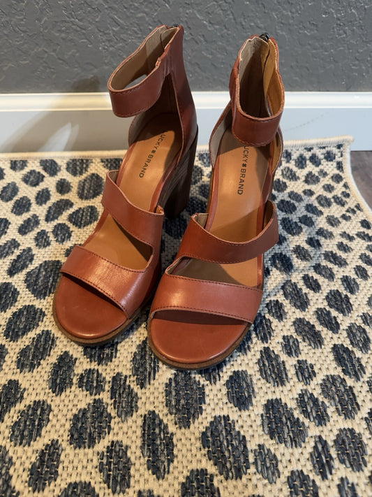 Lucky Brand Strappy Heel Sandals Orangish Brown 8 Brand New 