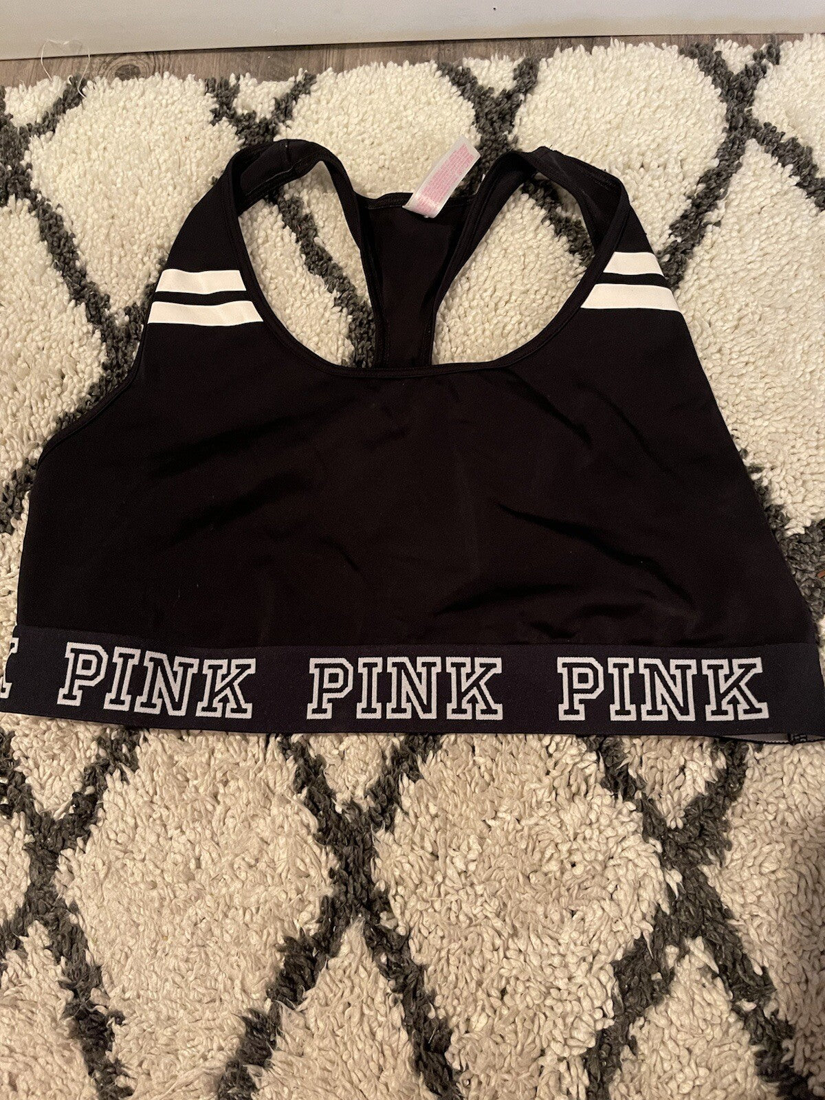 Pink By Victorias Secret Sports Bra Large Black And White