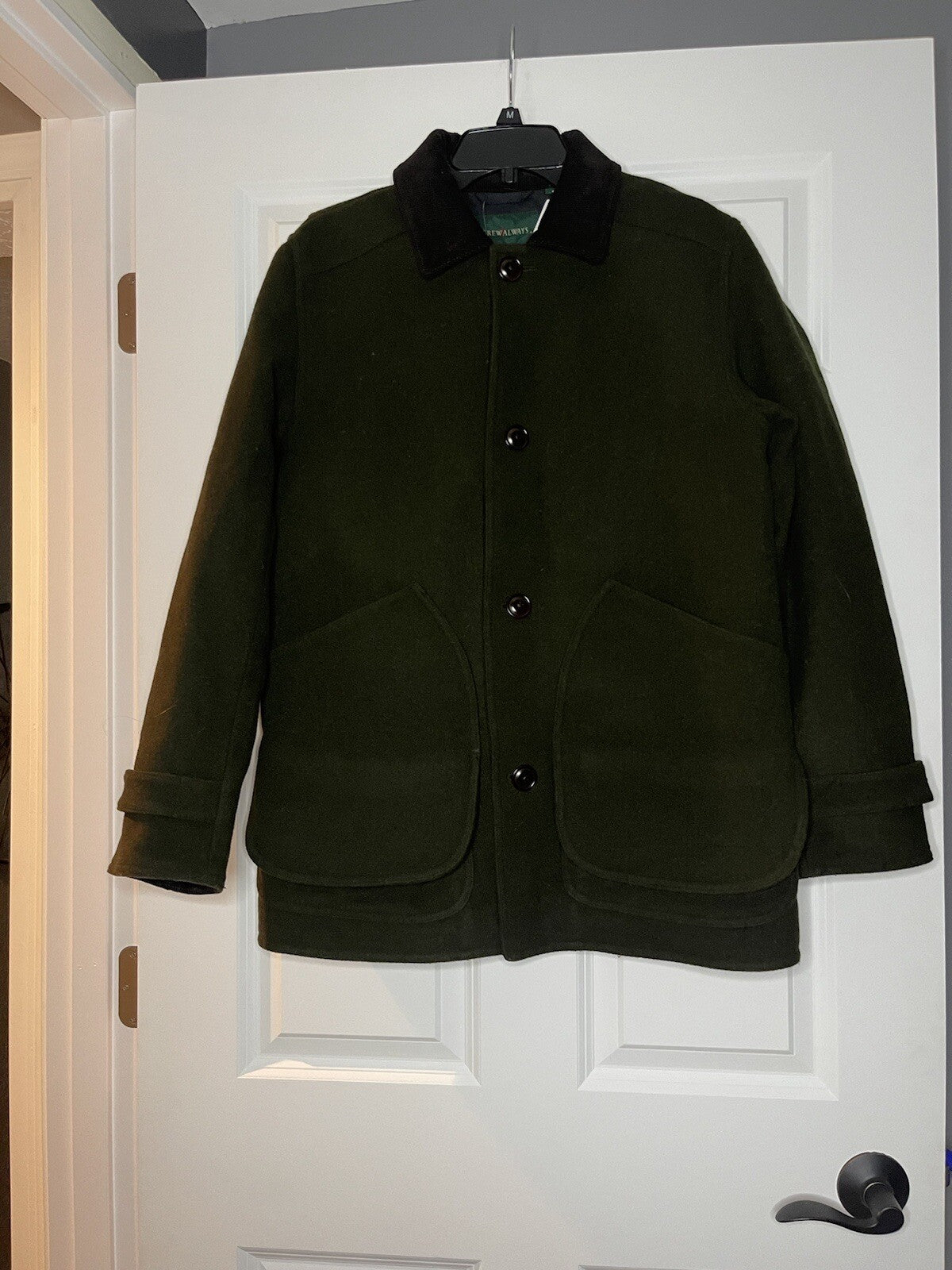 J crew coat green with cord brown collar small NWT 