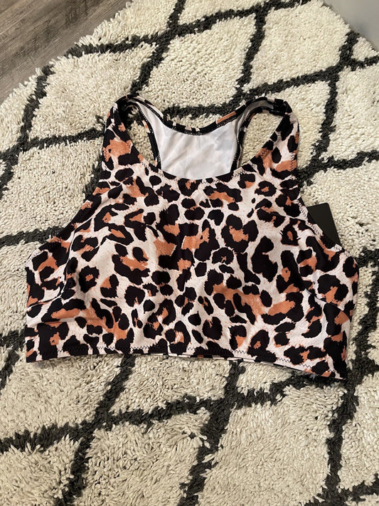 Tempt Me Swimsuit Top Large Black Brown Cream Animal Print Nwt