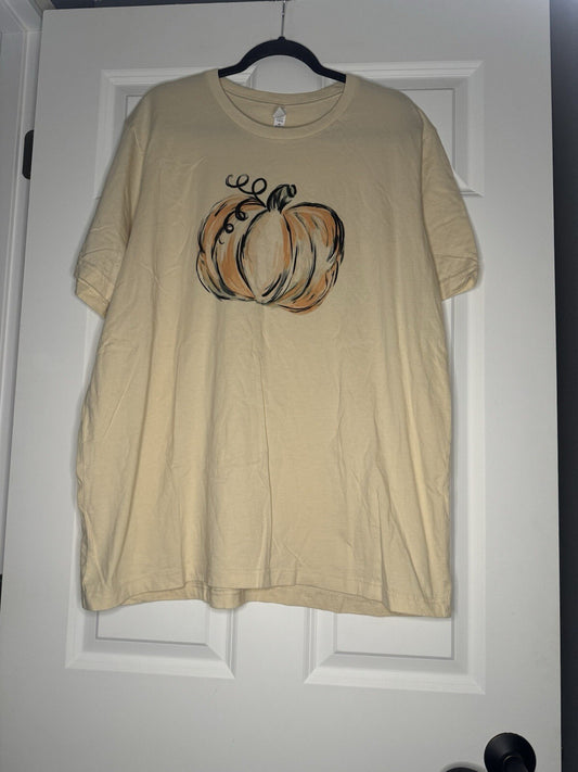 Bella Canvas T Shirt 2xl Beige W Multicolor Pumpkin Graphic 