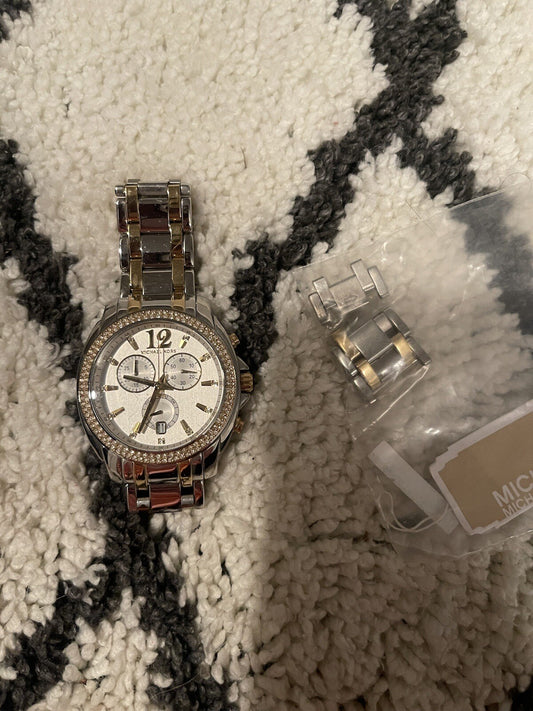 Michael Kors Watch Silver And Gold W Extra Links Needs New Battery 
