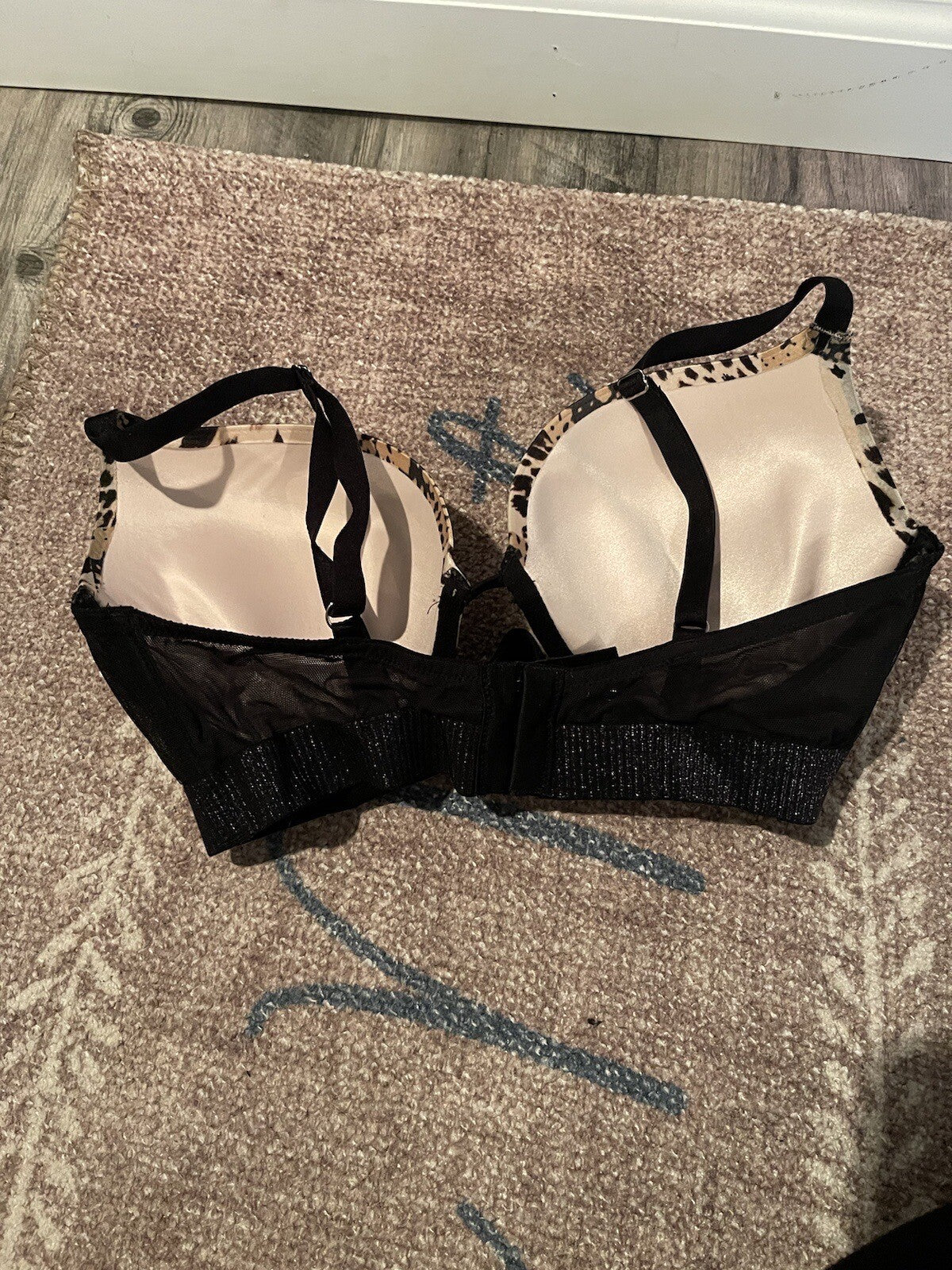 Victorias Secret Very Sexy Push Up Bra 34d Black Brown Animal Print 