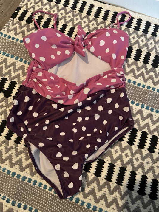 Unbranded One Piece Swimsuit Small Pink Purple White Print