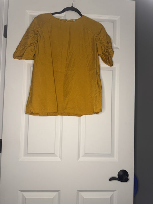 Gianni Bini Short Sleeve Top Large Mustard Yellow 