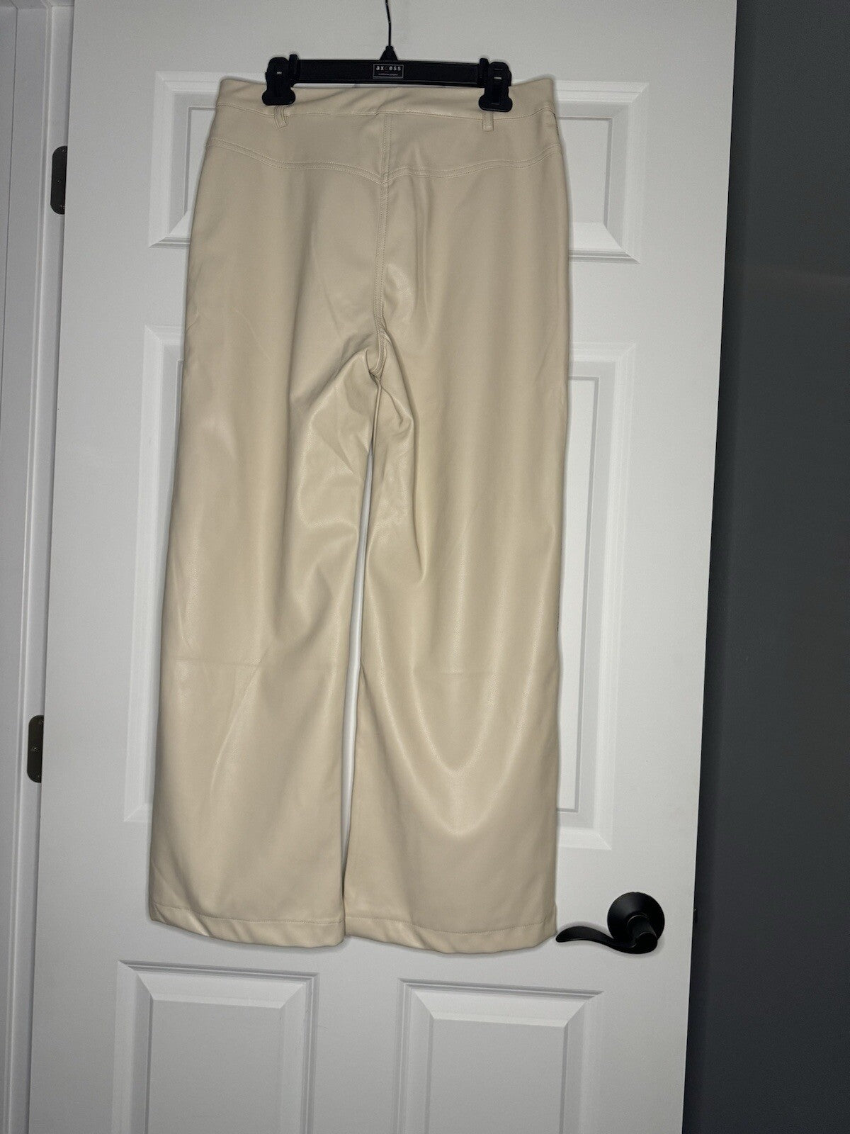 Mystree Pleather Pants Large Cream W Floral Trim Down Side Seams Nwt 68