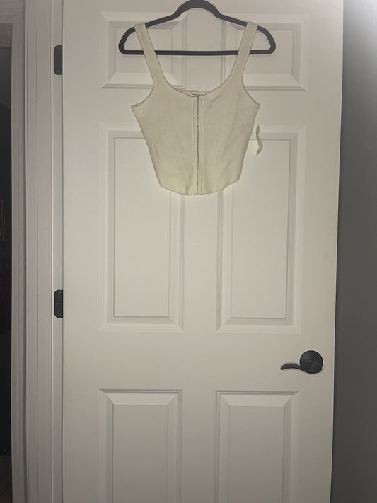Abercrombie And Fitch Sleeveless Crop Ribbed Top Cream New With Tags 