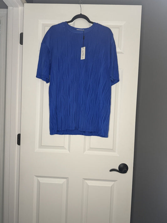 In’voland 2 Piece Outfit 16w Blue Ribbed Short Sleeve And Shorts Nwt 