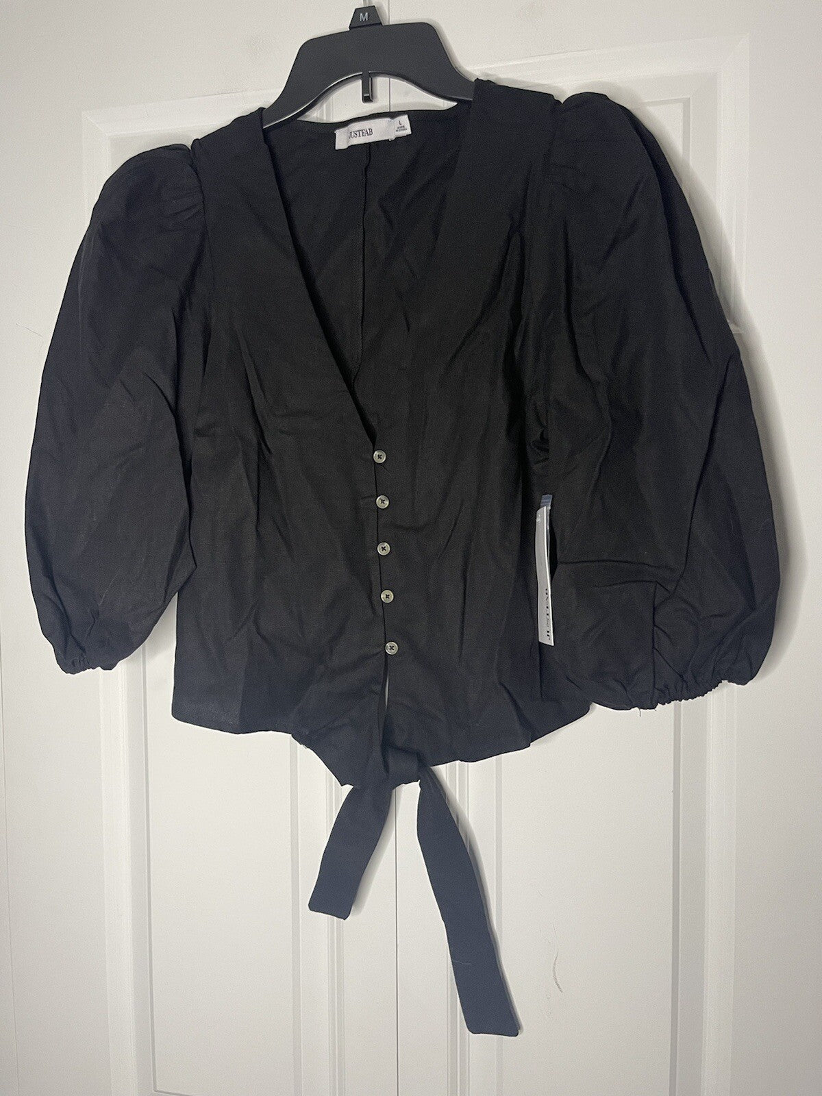 Just Fab 3/4 sleeve blouse large black 