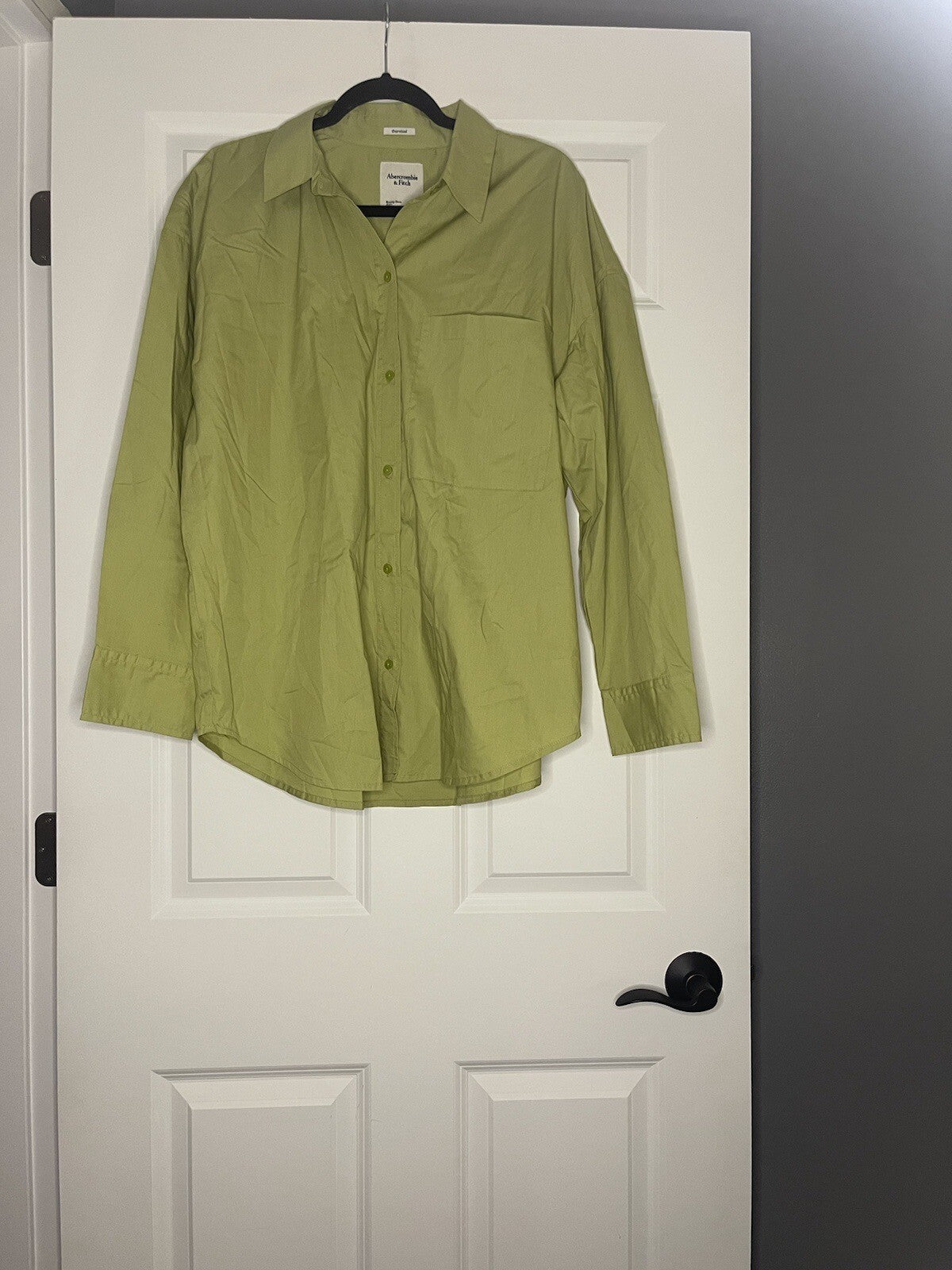 Abercrombie And Fitch Oversized Button Up Blouse Large Green Nwt Msrp 60.00