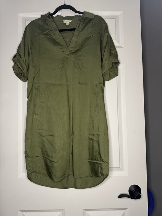 Loft Lounge Dress Half Sleeve Green Medium W Pockets 
