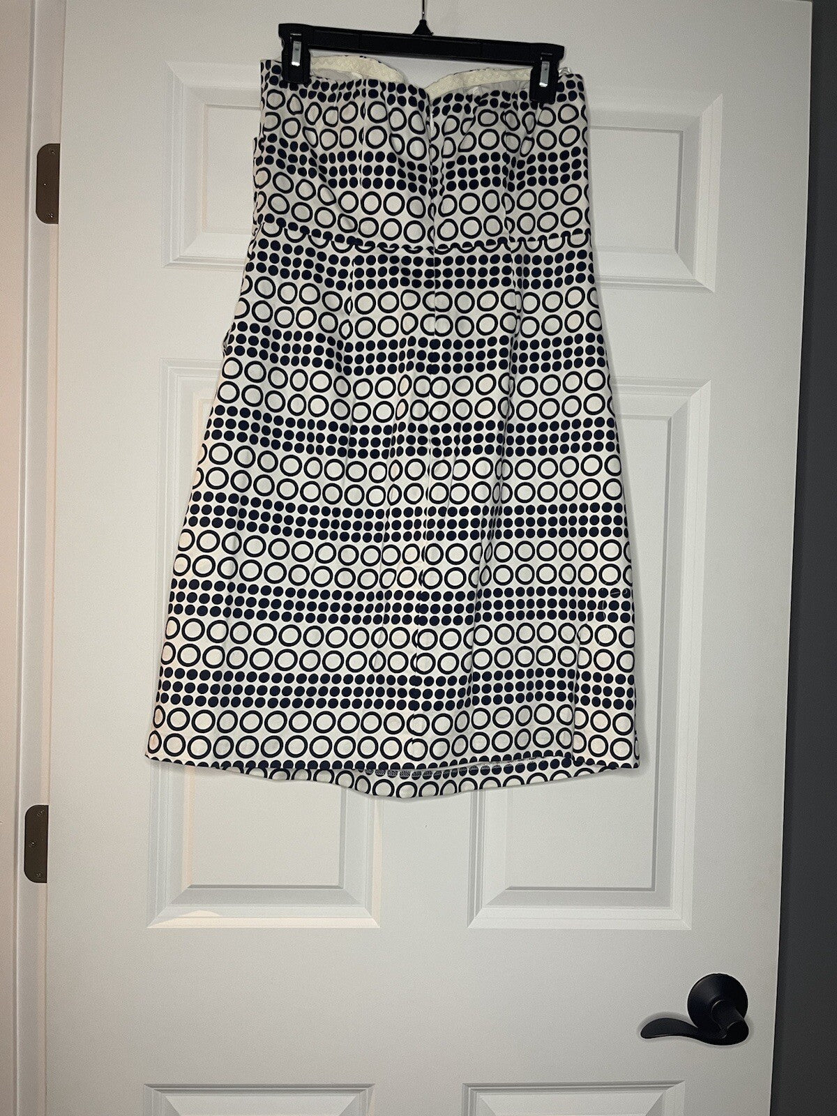 Outback red strapless dress white with navy print size 8