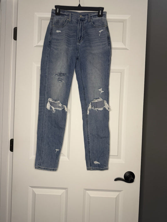 American Eagle Mom Jeans Size 0 Distressed Blue 