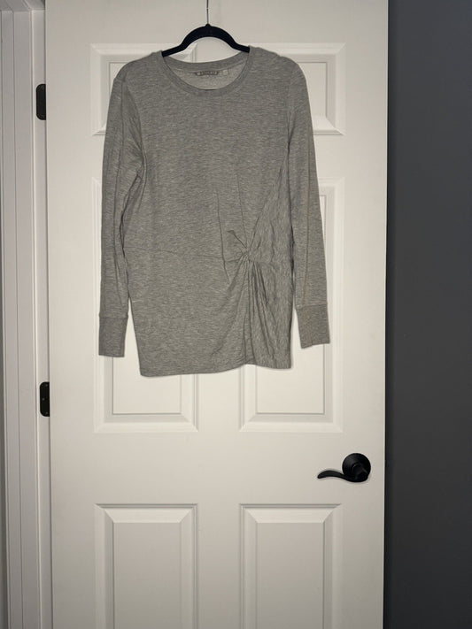 Athleta Crew Neck Sweatshirt Light Gray Twist Front Medium 