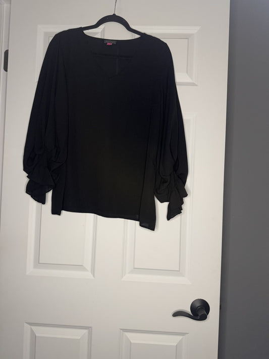 Vince Camuto Long Sleeve Boho Sleeve Blouse Black Large Nwt 