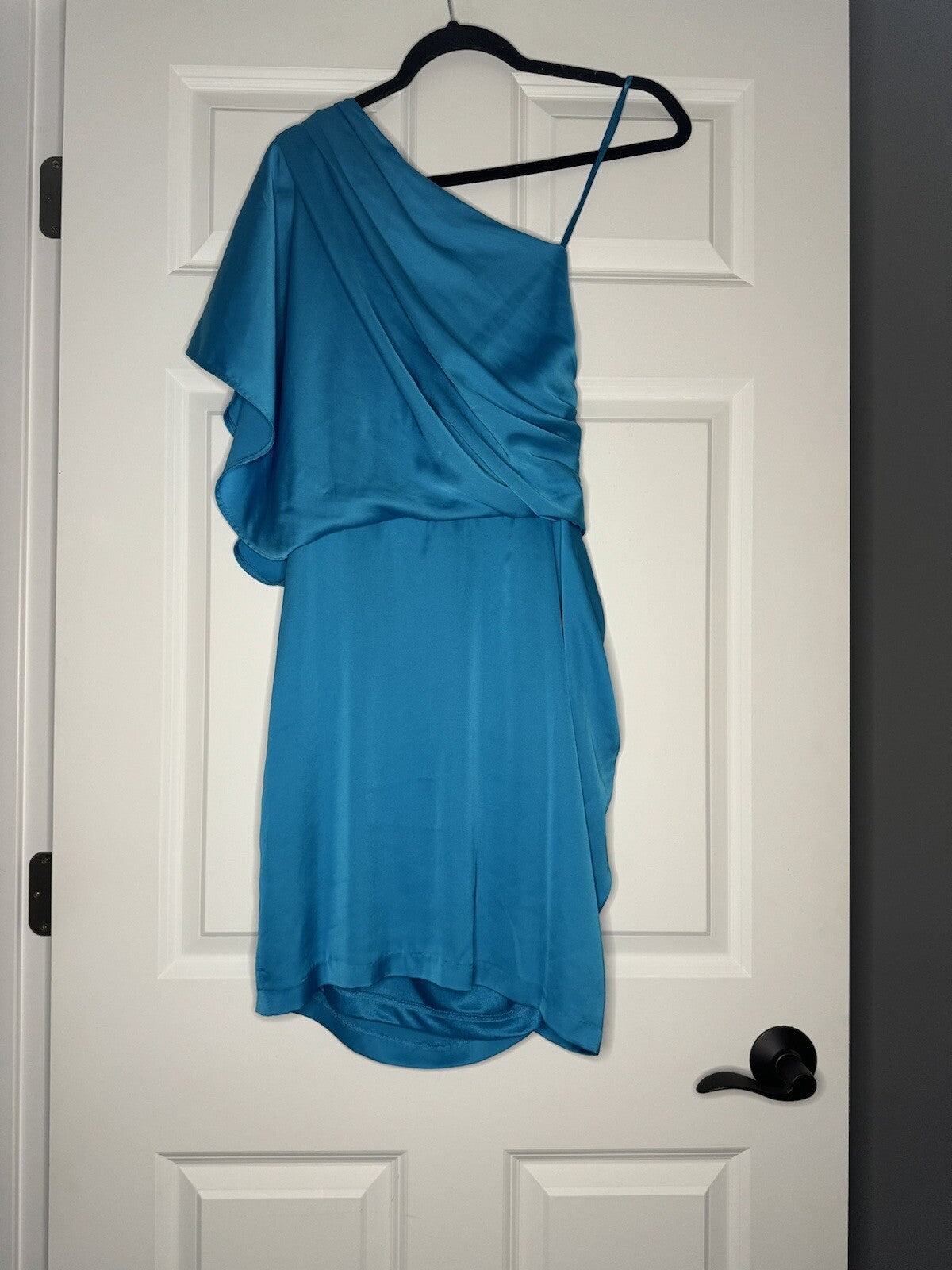 Cache One Shoulder Dress Size 12 Real Pretty Blue Nwt Msrp 159