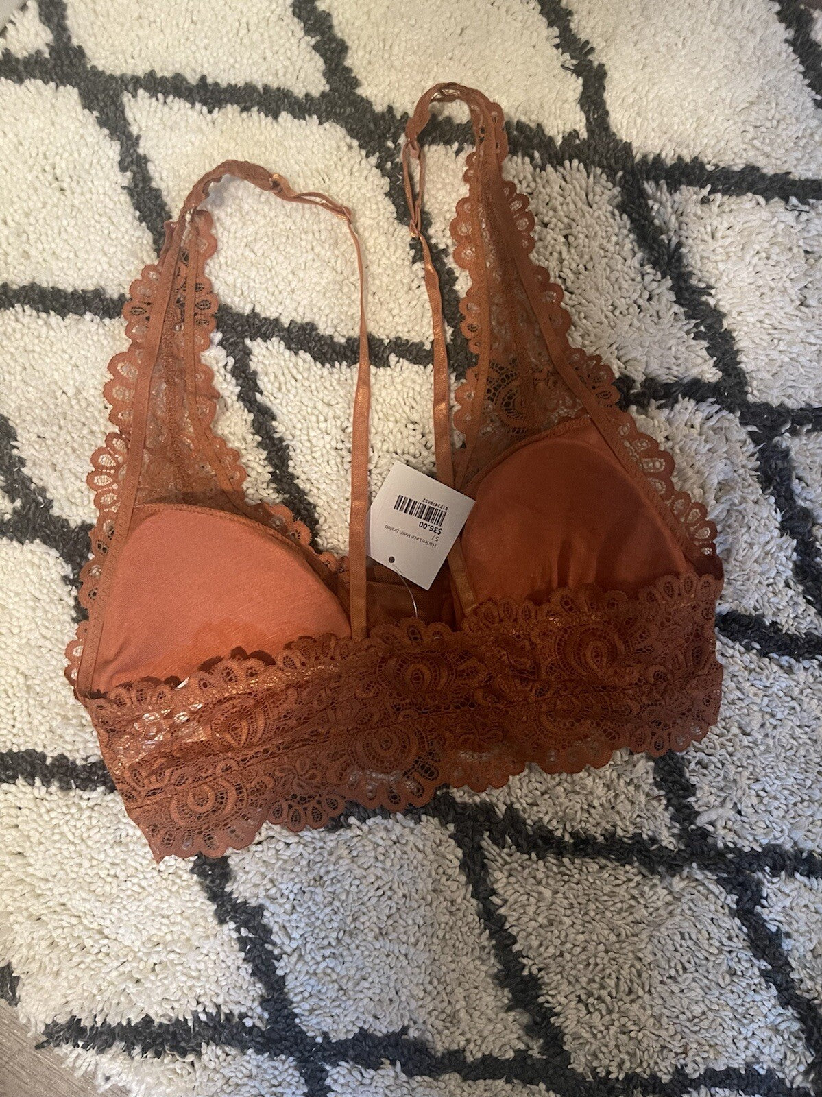 Harlee lace mesh bralette small burnt orange NWT