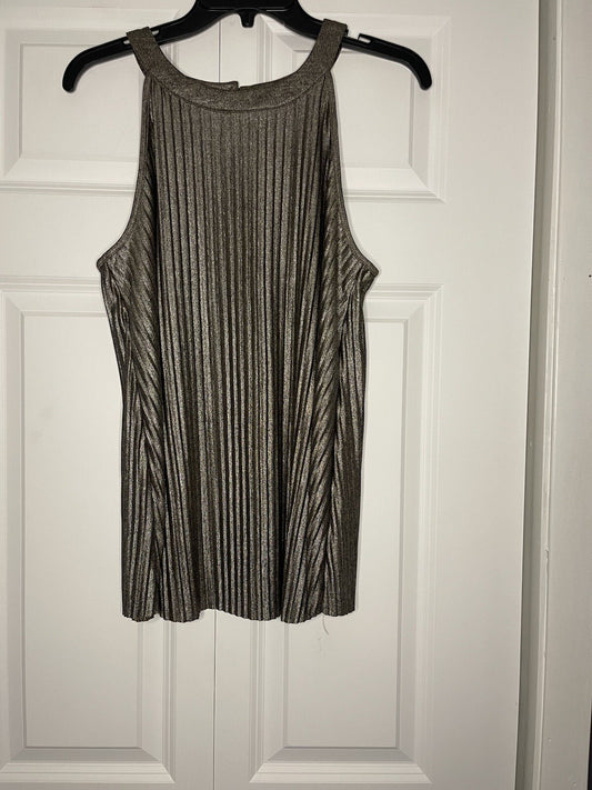 Torrid sleeveless blouse 00 metallic godess neck tank NWT 