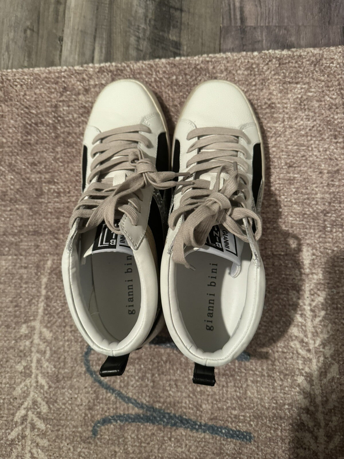 Gianni Bini Sneakers Black Beige Sparkle Size 10 Brand New Msrp 110.00