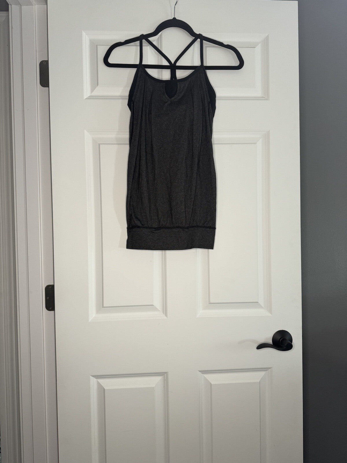 Lululemon Tank Size 4 Charcoal W Black Trim Straps Built In Bra No Padding 