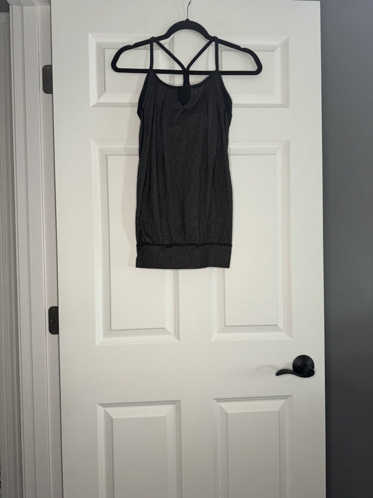 Lululemon Tank Size 4 Charcoal W Black Trim Straps Built In Bra No Padding 