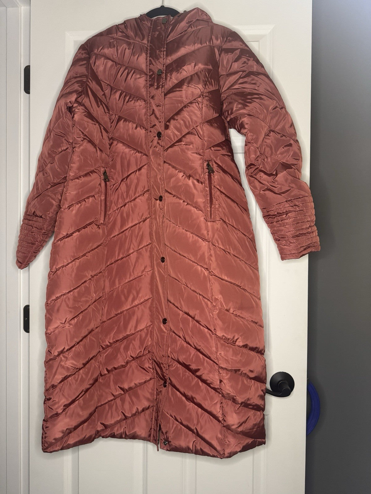 Madden Girl Long Coat Puffer Coat Mauve Medium 