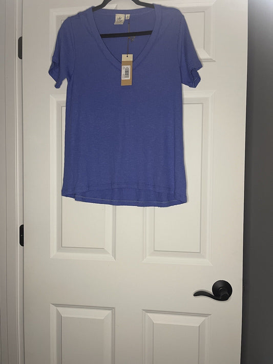 White Crow Ribbed V Neck T Shirt Medium Violet Blue Nwt 42.00
