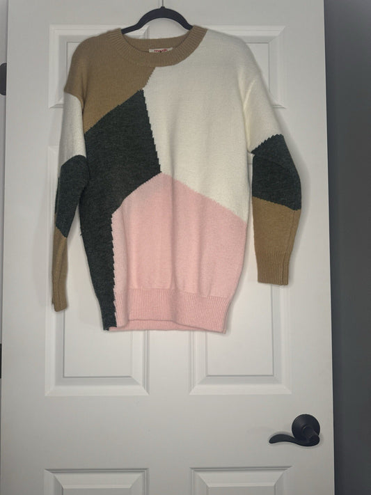 Mazik Sweater Small Brown Green Cream Pink Nwt 