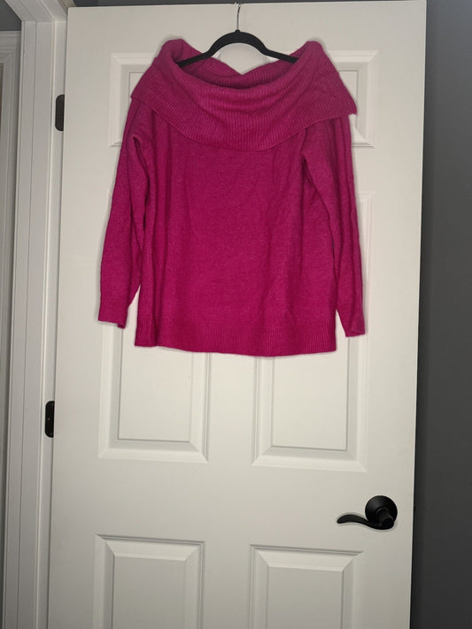 Loft Cowl Neck Sweater Bright Pink Xl Nwt 