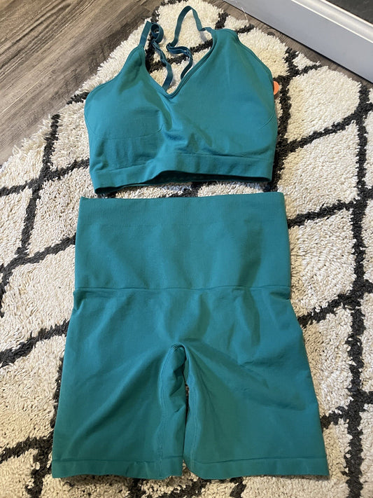 Yitty 2 Piece Outfit Nearly Naked Shaping Bra And Shorts Xl/xxl Teal Nwt 